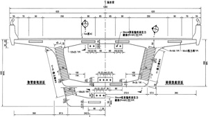 圖2 中長跨徑橋預力箱形梁標準斷面