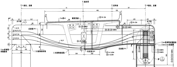 圖5 雙柱門架鉸接式橋墩橫向預力配置