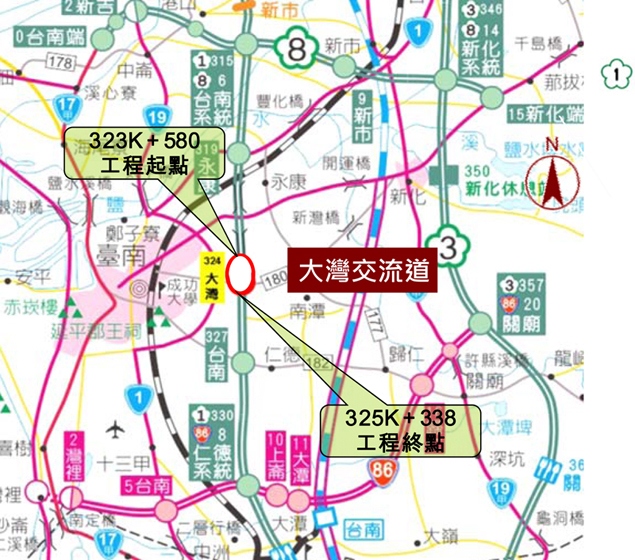 大灣交流道位置示意圖