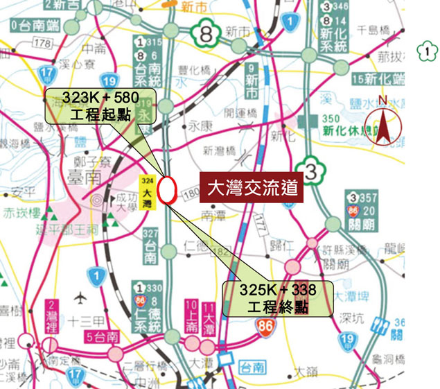 大灣交流道位置示意圖