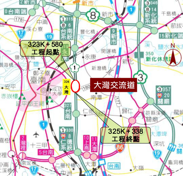 大灣交流道位置示意圖