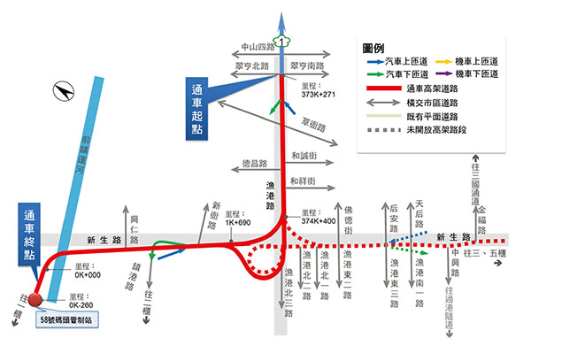 圖6 開放通車路線示意圖