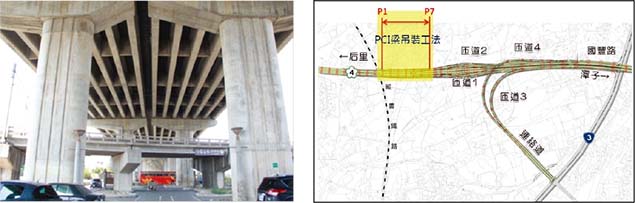 圖11 既有PCI梁再利用之現地照片及施作位置示意圖