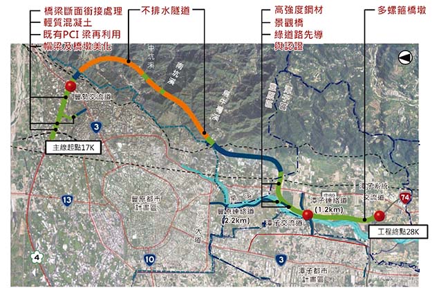 圖2 計畫路線創新作為之區位示意圖