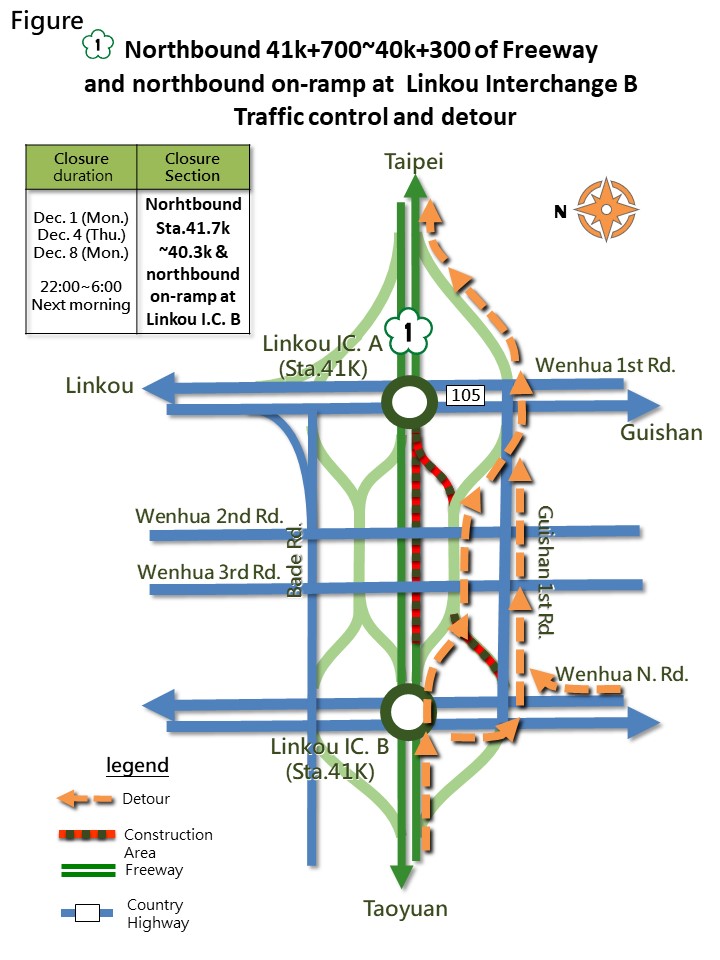 2025-12-01-I104標封北向主線及林口B出口封閉改道圖E