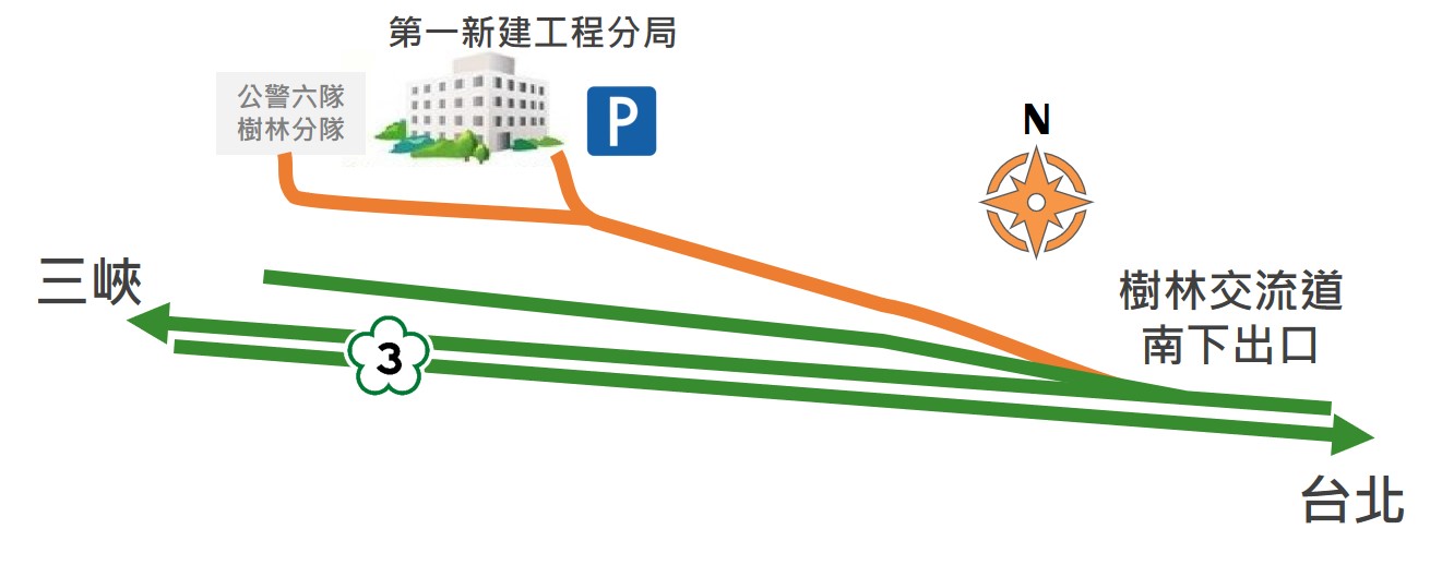 第一新建工程分局位置示意圖( 新北市樹林區佳園路3段101巷3號)