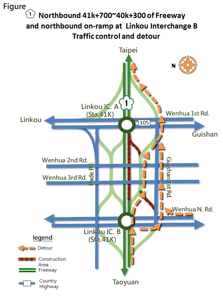Nightly Closure of Northbound Main lanes in Linkou District and Northbound On-Ramp at Linkou Interchange B