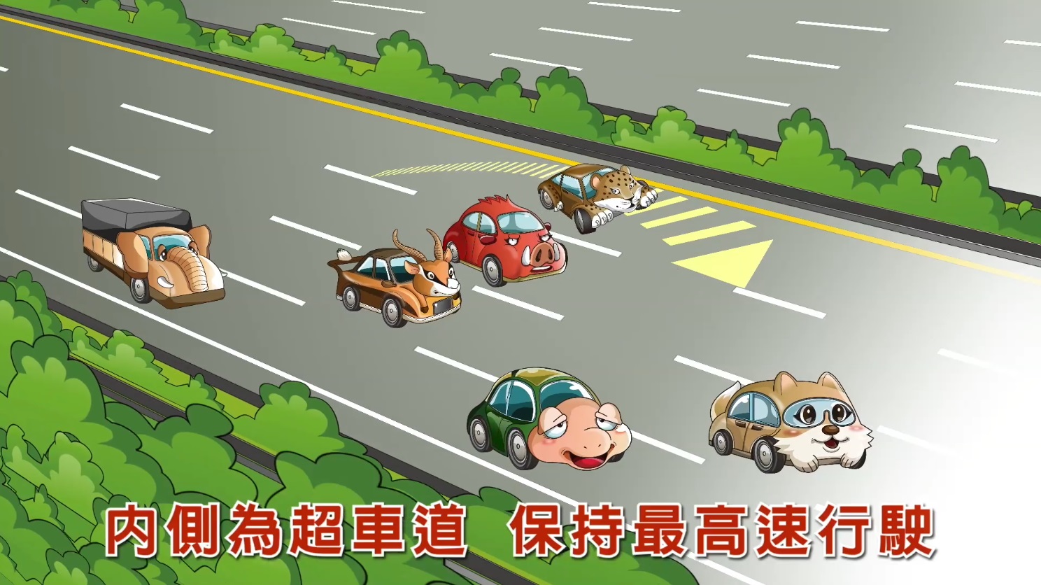 車道使用宣導:內側車道為超車道